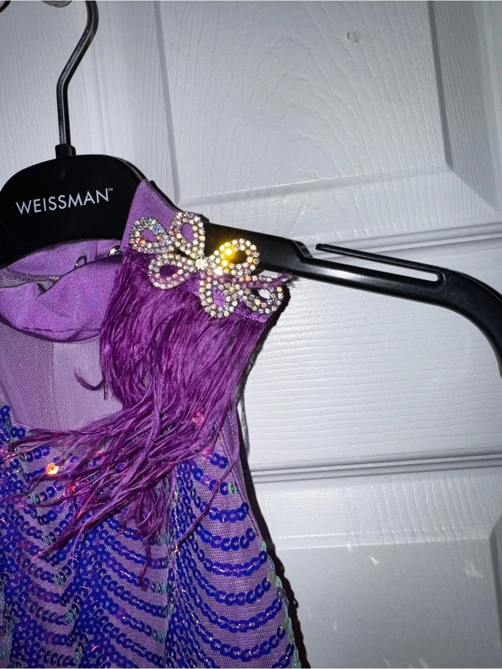 Weissman Purple Sequin Halter Dance Dress with matching hair clip size 1C